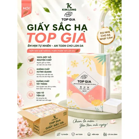 Giấy Sắc Hạ TOPGIA Premium 1280 Tờ – Siêu Mềm, Không Huỳnh Quang, Chuẩn Gia Đình Việt