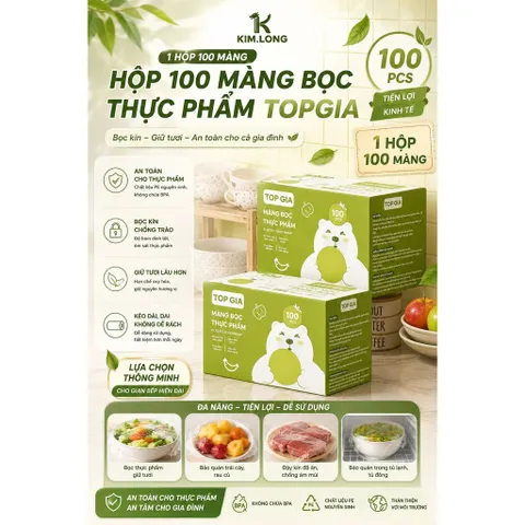 [Tặng Kèm Nam Châm] Hộp 100 Màng Bọc Thực Phẩm Treo Tường TopGia Cao Cấp