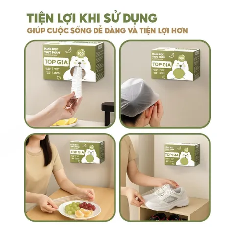 [Tặng Kèm Nam Châm] Hộp 100 Màng Bọc Thực Phẩm Treo Tường TopGia Cao Cấp