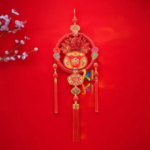 Dải Dây Liễn Treo Hình Túi Thần Tài  may mắn 2026, treo một lần và hút lộc cả năm Trang Trí Tết Năm Mới