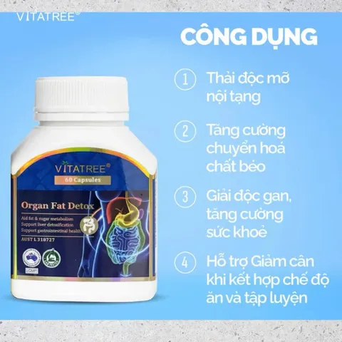 (Chính Hãng) Vitatree Organ Fat Detox hỗ trợ thải mỡ nội tạng Úc