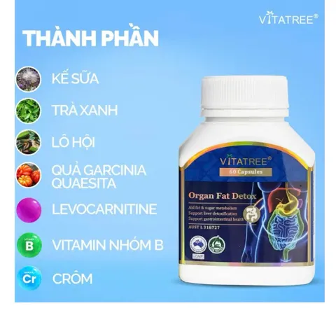 (Chính Hãng) Vitatree Organ Fat Detox hỗ trợ thải mỡ nội tạng Úc