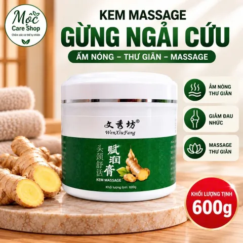 Kem Massage Gừng Ngải Cứu Masa Cho Vai Gáy Và Đầu Đả Thông Kinh Lạc Luu Thông Khít Huyết Hũ 600g M1