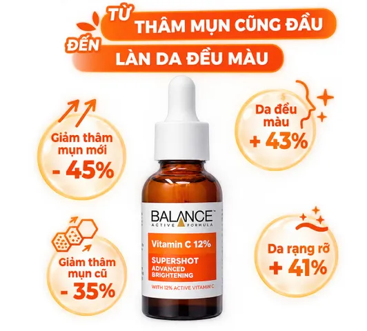 (Mẫu Mới) Tinh Chất Mờ Thâm, Dưỡng Trắng Da Balance Active Formula Vitamin C Brightening Serum 30ml