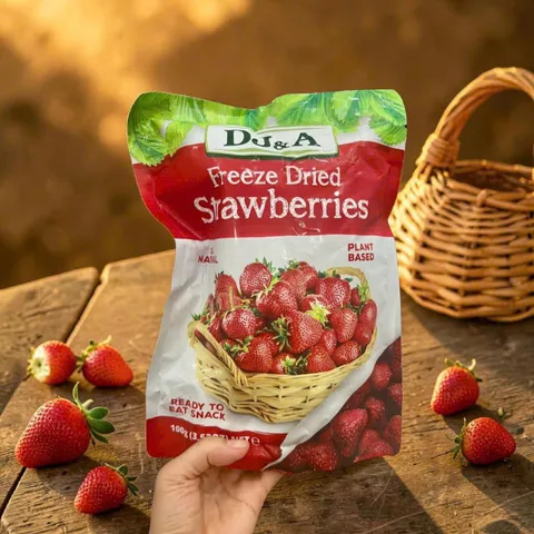 Dâu Sấy Tự Nhiên DJ&A 100g Úc, Freeze Dried Strawberries, Dâu Giòn, Snack Trái Cây Tiện Dụng