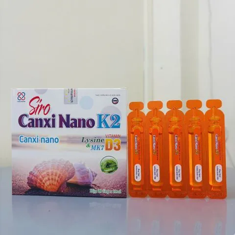 (Công Ty NK) CANXI NANO K2 tảo biển đỏ - Hộp 20 ống siro 10ml dùng cho bé từ 0 tháng