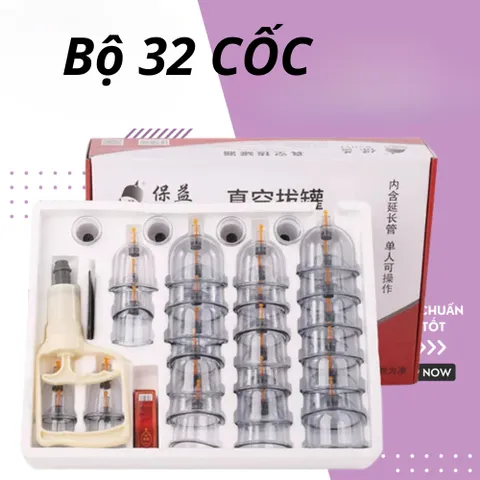 Bộ Giác Hơi Chân Không 32 Ly,24 Ly, 12 Ly Bộ Giác Hơi Không Dùng Lửa Loại Cốc Dày Hàng Cao Cấp