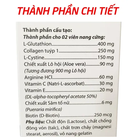 (Công Ty NK) Collagen Glutathion ROXTECH bổ sung l-cystine, vitamin E C đẹp sáng da, giảm nám sạm da - 30 viên
