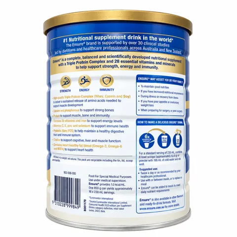(Úc) Sữa Ensure Hương Vanilla 850g Chính Hãng Sữa Dinh Dưỡng Cho Người Lớn Bổ Sung Vitamin, Khoáng Chất Và Dưỡng Chất Thiết Yếu