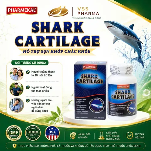 SỤN CA MAP SHARK CARTILAGE lọ 60v - HỖ TRỢ PHỤC HỒI VÀ TÁI TẠO MÔ SỤN KHỚP