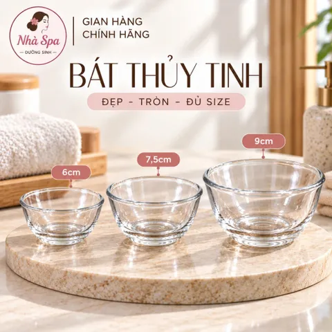 K1- Bát Thuỷ Tinh dùng trong Spa. Có các kích cỡ khác nhau K1