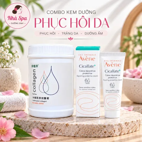 Combo dưỡng chuyên sâu, Kem Massage Mặt Collagen, Kem Dưỡng Da Avene,Cấp ẩm phục hồi căng mịn