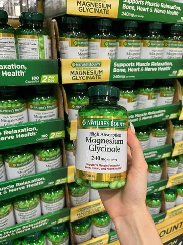 Viên uống bổ sung Magnesium Glycinate 240mg Nature's Bounty - Hỗ trợ sức khỏe xương, cơ bắp, thần kinh - 180 viên 818278