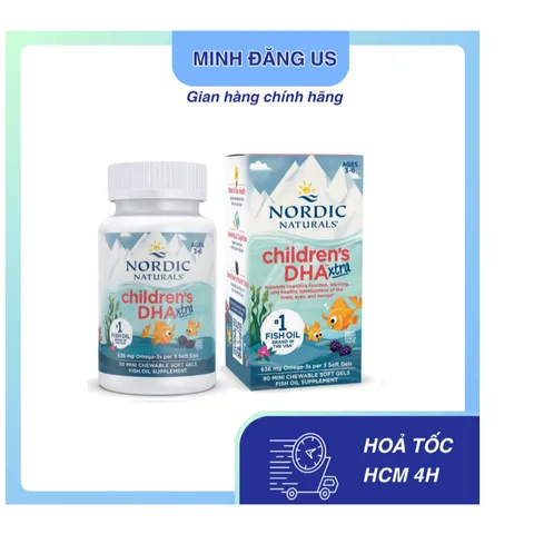 Children's DHA xtra dạng viên Nordic - 636mg Omega 3 Phát Triển Trí Não - Hộp 90 viên