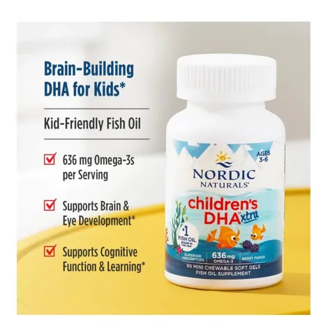 Children's DHA xtra dạng viên Nordic - 636mg Omega 3 Phát Triển Trí Não - Hộp 90 viên