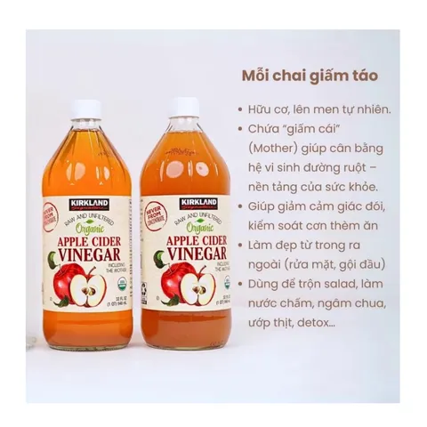 Giấm Táo Hữu Cơ Kirkland Signature Organic Apple Cider Vinegar Chai 946ml Mỹ