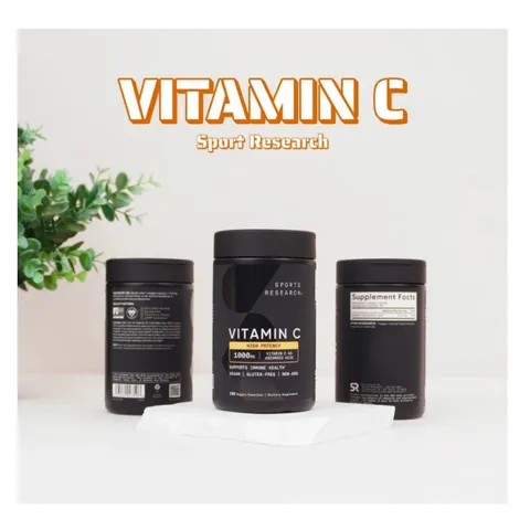 180 Viên Uống Vitamin C 1000mg Sports Research Hỗ Trợ Miễn Dịch