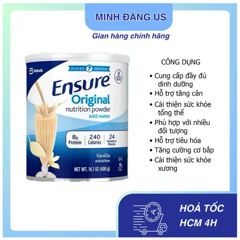 Sữa bột Ensure Mỹ Original Nutriton Powder hương Vani 400g