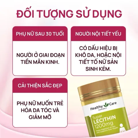 [CHÍNH HÃNG] Mầm đậu nành Healthy Care Super Lecithin 1200mg 100 viên hàng chính hãng Úc giúp điều hoà nội tiết