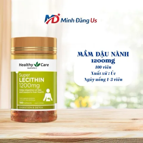 [CHÍNH HÃNG] Mầm đậu nành Healthy Care Super Lecithin 1200mg 100 viên hàng chính hãng Úc giúp điều hoà nội tiết