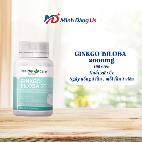 [CHÍNH HÃNG] Viên uống bổ não HealthyCare Ginkgo Biloba 100 viên hoạt huyết dưỡng não hỗ trợ trí nhớ