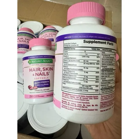 🌷🌸Viên Uống k Kẹo Dẻo Đẹp Da Tóc và Móng 250 viên của Mỹ Nature’s Bounty HAIR SKIN & NAILS🌸🌷