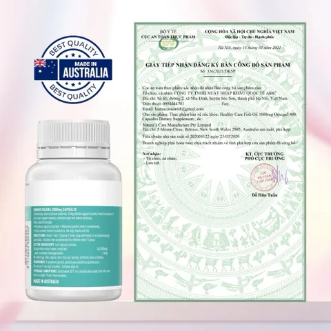 [CHÍNH HÃNG] Viên uống bổ não HealthyCare Ginkgo Biloba 100 viên hoạt huyết dưỡng não hỗ trợ trí nhớ