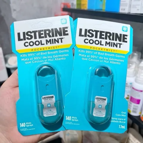 Xịt thơm miệng/Miếng Ngậm thơm miệng diệt khuẩn Listerine 7,7ml Cool Mint Pockeymist Mỹ