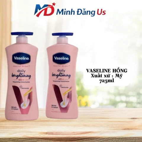 Sữa Dưỡng Thể Vaseline 725ml Dưỡng Trắng Sáng Da Nâng Tone Body Lotion Tone Up Chất Kem Hồng Nhạt Không Bết Dính