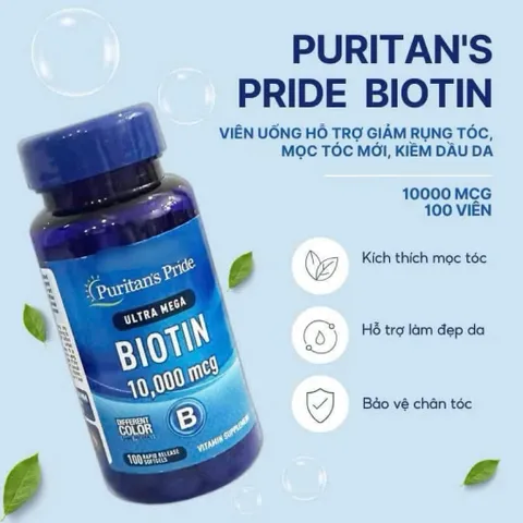 Viên uống Biotin mọc tóc, đẹp da Puritan's Pride Ultra Mega BIOTIN 10000mg 100 viên từ MỸ