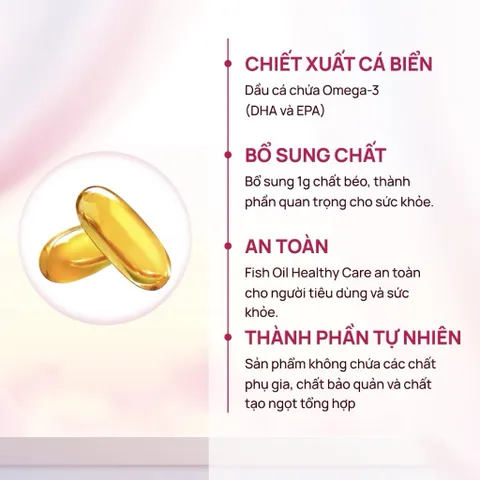 Dầu cá tự nhiên Fish Oil 1000 mg Omega 3 hãng Healthy Care của Úc hộp 400 viên