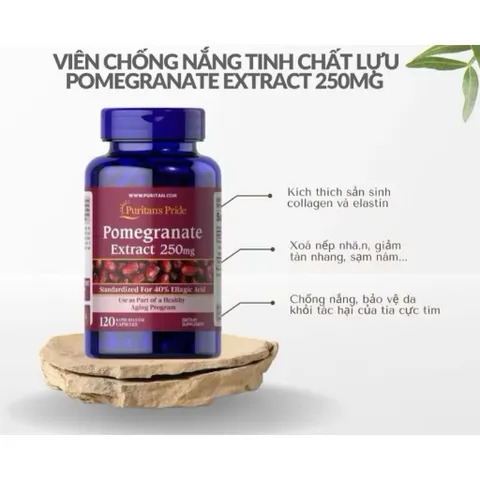 Viên uống chống nắng nội sinh, mờ nám, trắng da lựu Pomegranate Extract Puritan's pride 818352
