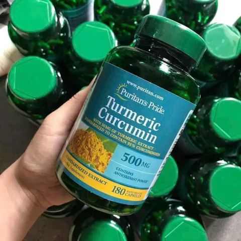 Viên uống hỗ trợ dạ dày tinh chất nghệ Turmeric Curcumin 500mg 180 viên Puritan Pride.
