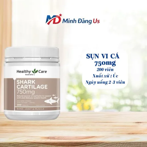 Sụn vi cá hỗ trợ xương khớp Healthy Care Shark Cartilage 750mg 200 viên
