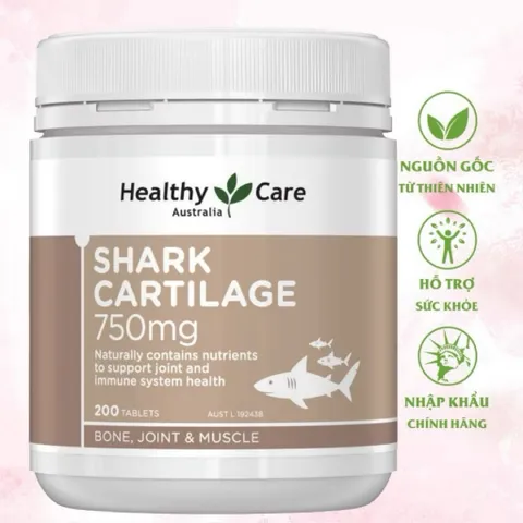 Sụn vi cá hỗ trợ xương khớp Healthy Care Shark Cartilage 750mg 200 viên