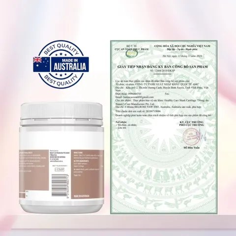 Sụn vi cá hỗ trợ xương khớp Healthy Care Shark Cartilage 750mg 200 viên