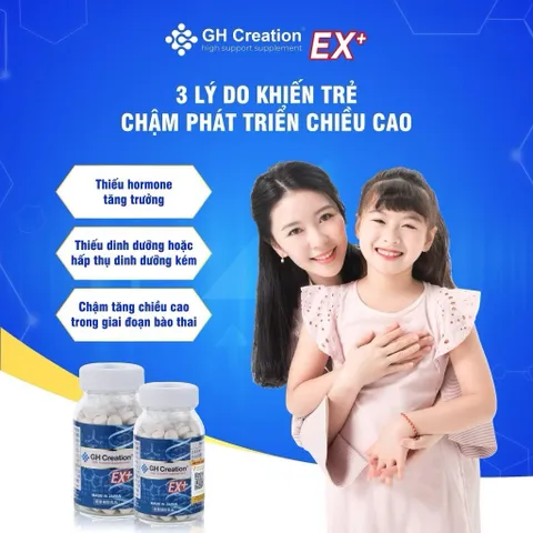 Viên uống tăng chiều cao độ tuổi từ 4 - 30 tuổi GH Creation Ex+  giúp hỗ trợ phát triển chiều cao tự nhiên
