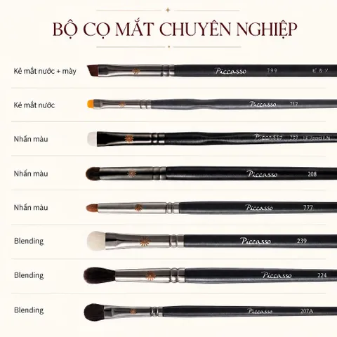 BỘ CỌ TRANG ĐIỂM MẮT PICCASSO CHUYÊN NGHIỆP EYESHADOW (7 CÂY)