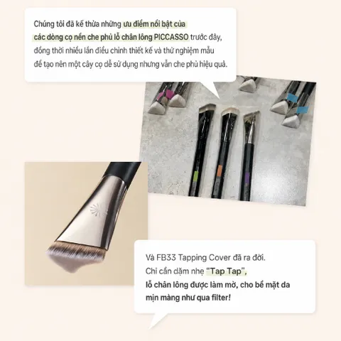 Cọ tán nền Piccasso FB33 Tapping Cover Hiệu ứng Filter Che Phủ Lỗ Chân Lông Chuyên Dụng