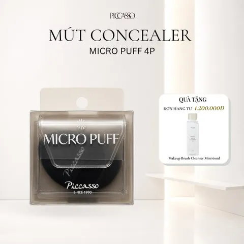 Set 4 Bông Mút Đệm Mini Tán Kem Che Khuyết Điểm Piccasso Micro Puff 4P Set Kèm Hộp Đựng