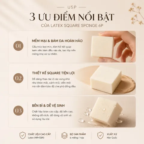 COMBO ROUND & SQUARE SPONGE 12P PICCASSO BẢN MỚI MỀM HƠN, MỊN HƠN  (Tặng 1 Glow cushion puff)