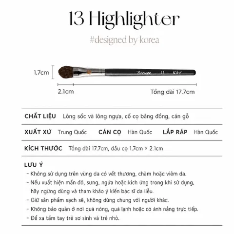 Cọ Piccasso 13 Highlighter Brush - Bắt sáng tự nhiên highend