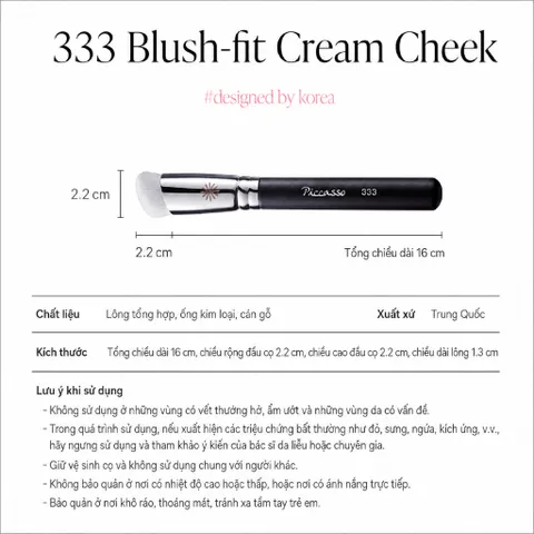 Cọ Piccasso 333 Cream Cheek Brush - Má hồng dạng kem chuyên dụng
