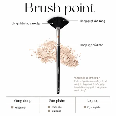 Piccasso 723 Fan Powder Brush – Cọ Quạt Phủ Phấn & Má Hồng Chuyên Nghiệp