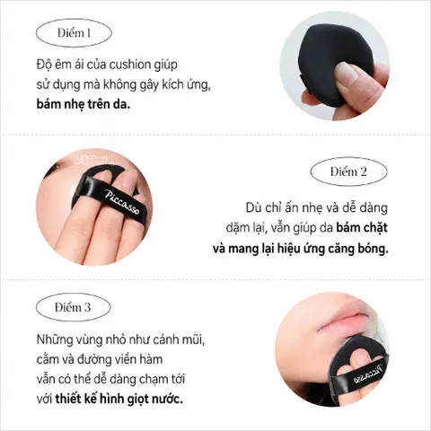 Mút Trang Điểm Piccasso Glow Cushion Puff – Bí Quyết Lớp Nền Căng Bóng, Mịn Mượt Như Nhung
