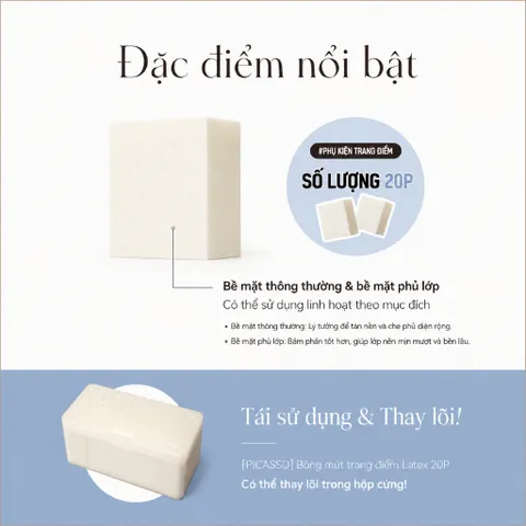 Mút Tán Nền Vuông Cao Cấp Piccasso Latex Sponge