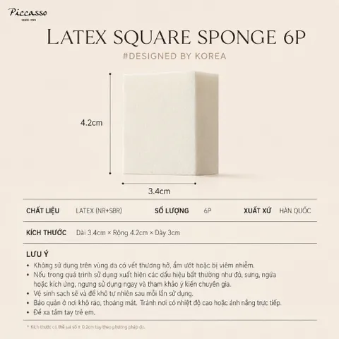Mút Tán Nền Vuông Cao Cấp Piccasso Latex Sponge