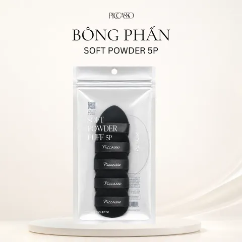 Combo 5 Miếng Bông Phấn Phủ Kiềm Dầu Piccasso Soft Powder Puff 5P Cao Cấp