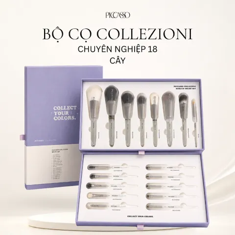 Bộ 18 Cọ Trang Điểm Chuyên Nghiệp Piccasso Collezioni Cán Trong Suốt