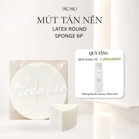 [SET 3]  Yêu thích Bông Mút Trang Điểm Piccasso Latex Round Sponge 6P – Mút Tròn Tán Nền Mịn